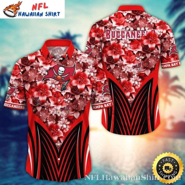 Red Hibiscus Tampa Bay Buccaneers Tropical Custom Name Hawaiian Shirt