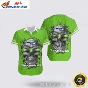 Seattle Seahawks Neon Skull Rush Green Fan Hawaiian Shirt