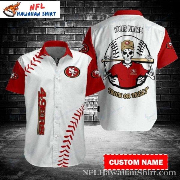 Skeletal Quarterback Halloween Special 49ers Aloha Shirt