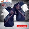 Sleek NY Giants Navy Pinstripe Custom Name And Number Tropical Aloha Shirt