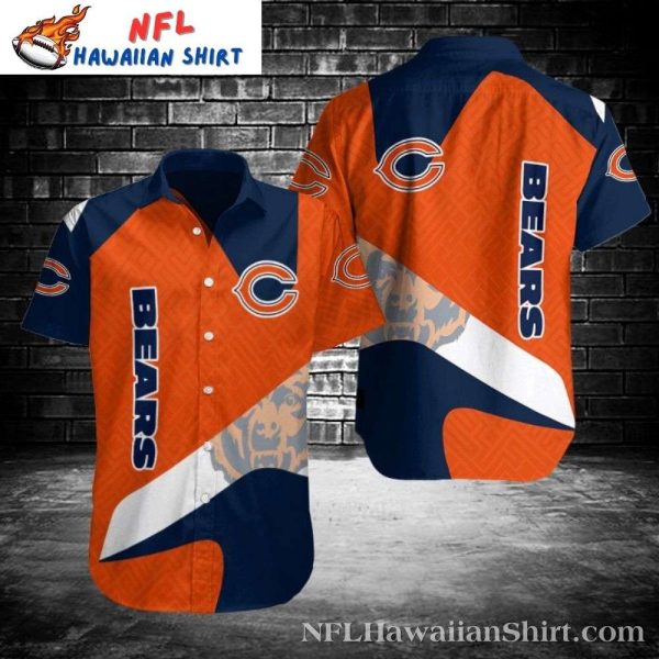 Sleek Navy And Orange Stripe – Chicago Bears Hawaiian Shirt For Men