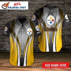 Sleek Steel Wing Black And Yellow Steelers Hawaiian Name Shirt