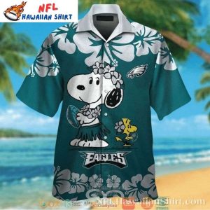 Snoopy And Woodstock Design Eagles Game Day Aloha Shirt