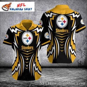 Steelers Abstract Energy Hawaiian Shirt – Yellow And Black Dynamic Swirls