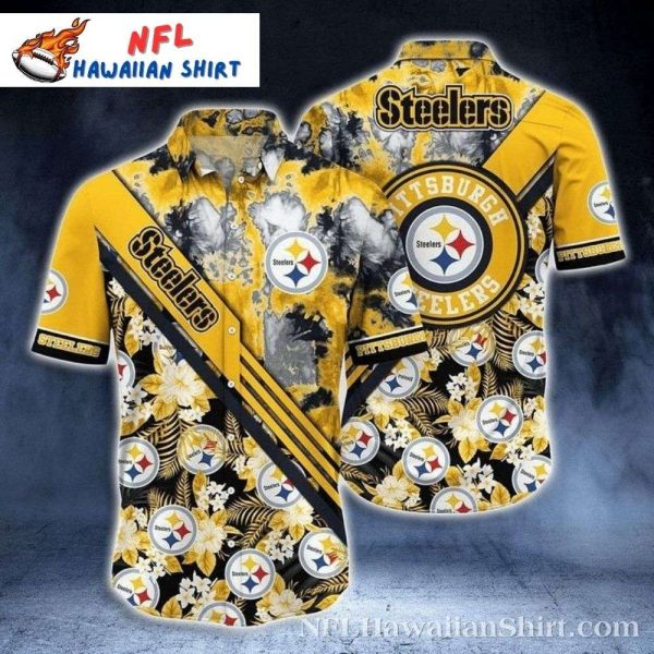 Steelers Sunshine Flair – Yellow Floral Pittsburgh Steelers Hawaiian Shirt