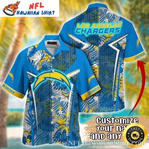 Striking Blue And Palm Design Los Angeles Chargers Tropical Aloha Shirt