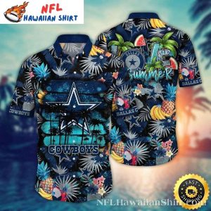 Summer Nights Dallas Cowboys Hawaii Shirts – Palm Trees And Star Showers