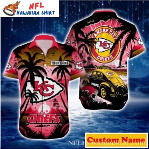 Sunset Drive KC Chiefs Vintage Custom Name Hawaiian Shirt