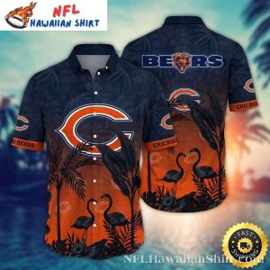 Sunset Flamingo Chicago Bears Hawaiian Shirt – Men’s Tropical Aloha Shirt