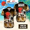 Sunset Helmet And Hibiscus – Personalized Cleveland Browns Aloha Shirt