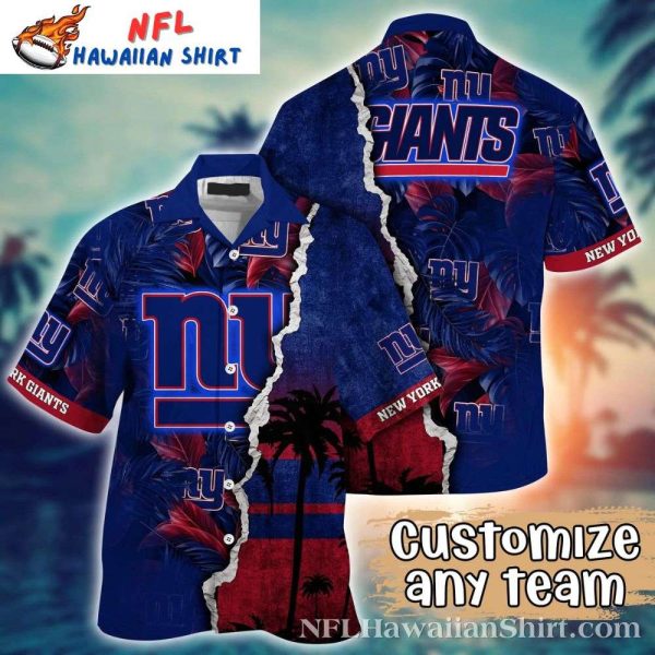 Sunset Palms New York Giants Tropical Hawaiian Shirt