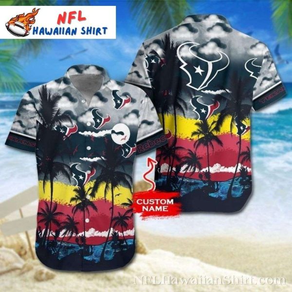 Sunset Showdown Houston Texans Hawaiian Shirt – Custom Name Dusk Vibes