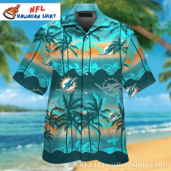 Sunset Silhouettes – Miami Dolphins Dusk Palm Hawaiian Shirt