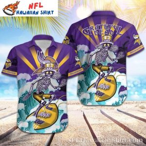 Surfing Skeleton Minnesota Vikings Grateful Dead Hawaiian Shir