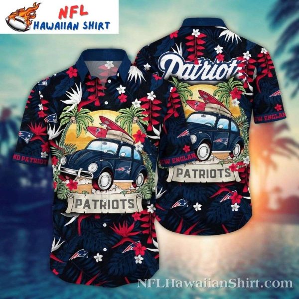 Surf’s Up Patriots Retro Ride Hawaiian Shirt – Vintage Car Tropical Escape Edition