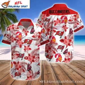 Tampa Bay Buccaneers Beachside Floral White Hawaiian Shirt