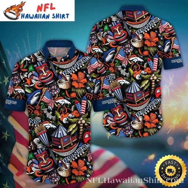 Tiki-Themed Denver Broncos Hawaiian Shirt – Ideal For Broncos Enthusiasts