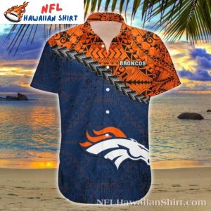 Tribal Wave Broncos Denver Broncos Aloha Shirt With Polynesian-Inspired Graphics