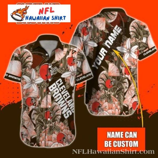 Tropical Blossom Blitz – Personalized Cleveland Browns Hawaiian Shirt