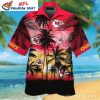 Tropical Chiefs Sunset – Palm Tree Paradise Red Hawaiian Shirt