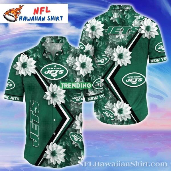 Tropical Elegance – NY Jets Hawaiian Shirt With Floral Delight