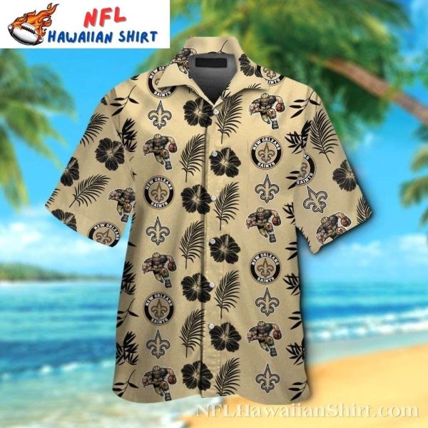 Tropical Escape NFL Saints Hawaiian Shirt With Palm Tree And Logo Print