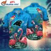 Tropical Flamingo And Parrot Carolina Panthers NFL Hawaiian Shirt