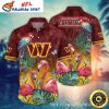 Tropical Flamingo Parrot Paradise Washington Commanders Hawaiian Shirt