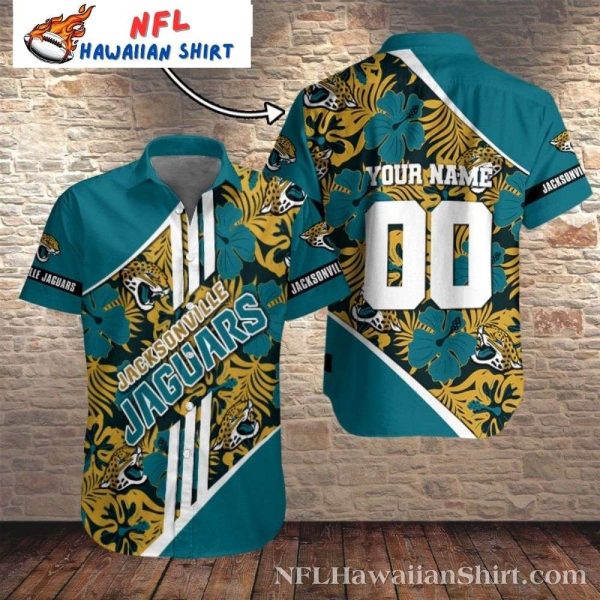 Tropical Flower Patterns Personalized Jacksonville Jaguars Hawaiian Shirt