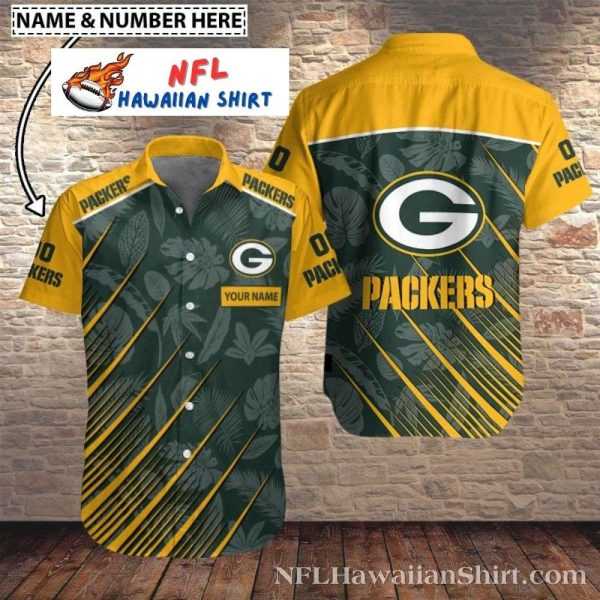 Tropical Foliage Green Bay Packers Personalized Hawaiian Shirt