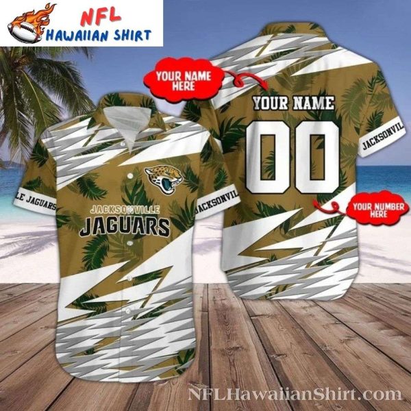 Tropical Touchdown Palm Tree Design Personalized Jaguars Hawaiian Shirt