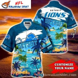 Twilight Palms Detroit Lions Customizable Hawaiian Shirt