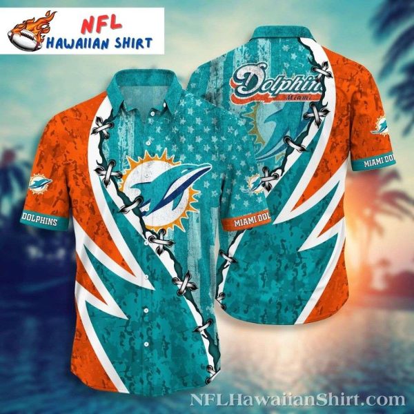 Vintage Vibes – Miami Dolphins Retro Barbed Wire Hawaiian Shirt