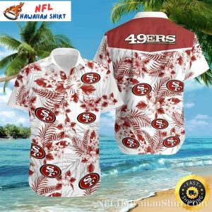 White Floral Blitz – San Francisco 49ers Hawaiian Shirt