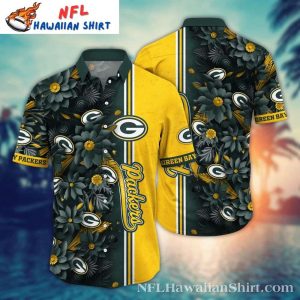 Yellow Blitz – Green Bay Packers Tropical Flair Hawaiian Shirt